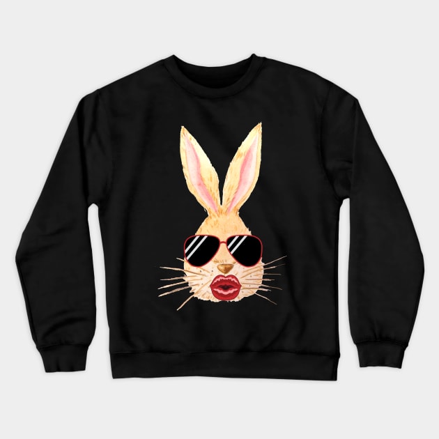 Bunny with lip filler Botox Funny rabbit Crewneck Sweatshirt by gogo-jr